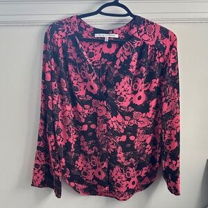 Collective Concepts Pink and Black Floral Blouse